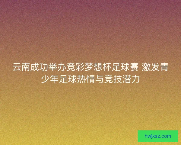 云南成功举办竞彩梦想杯足球赛 激发青少年足球热情与竞技潜力